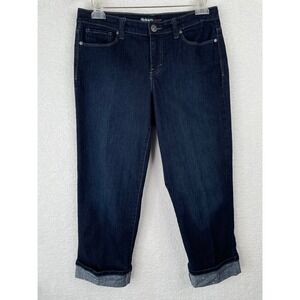 Style&co. Denim Womens Dark Wash Studded Cuff Capri Jeans Size 6 Blue Cropped